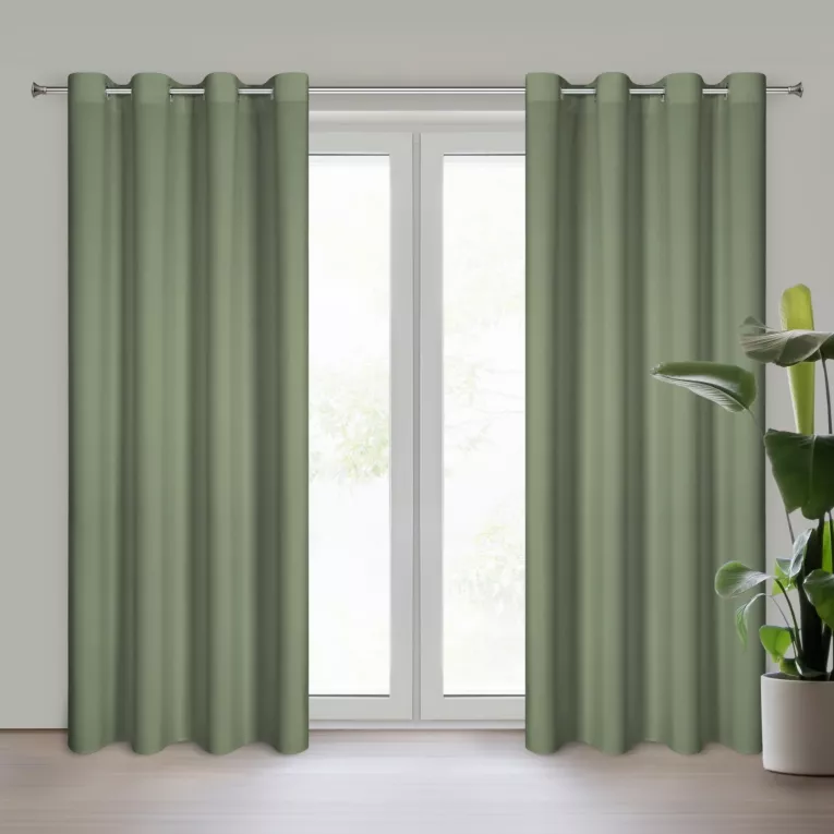 Zasłona oliwkowa z matowej gładkiej tkaniny 140x250 cm przelotka RITA Eurofirany