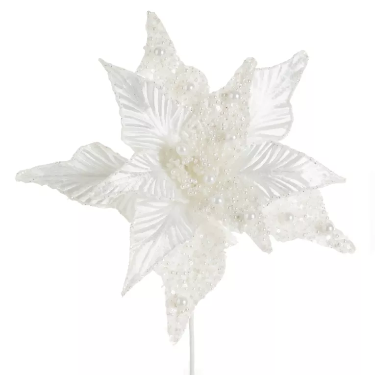 Kwiat świąteczny z welwetowej tkaniny z koralikami Eurofirany