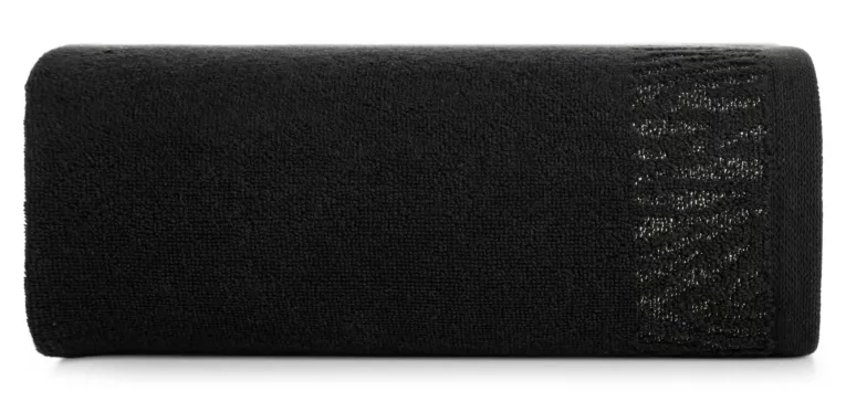 Ręcznik kąpielowy 50x90 cm bawełniany kolor czarny z ozdobną błyszczącą bordiurą 500 g/m2 MARGO Eurofirany