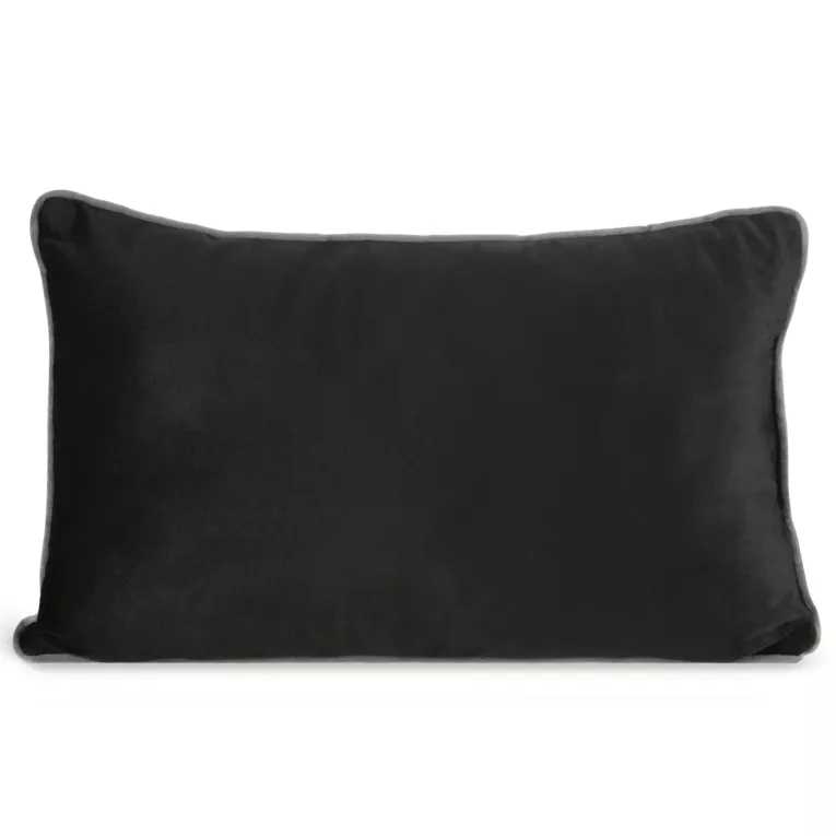 Poduszka 30 x 50 cm welwetowa czarna zdobiona kontrastującą wypustką na brzegach MELIA EUROFIRANY PREMIUM