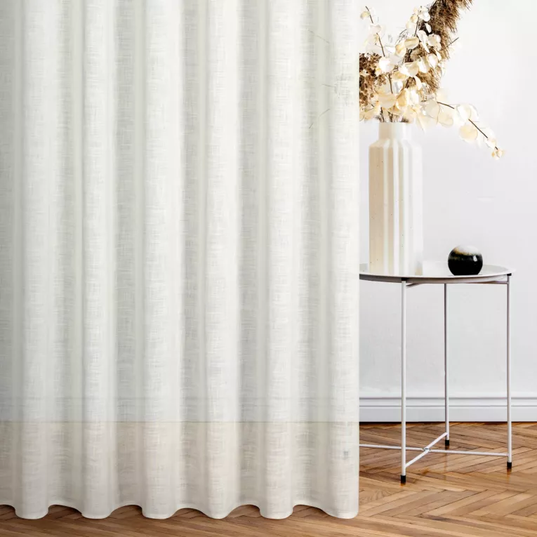 Zasłona szyta na taśmie fala kremowa z grubszej etaminy, matowa