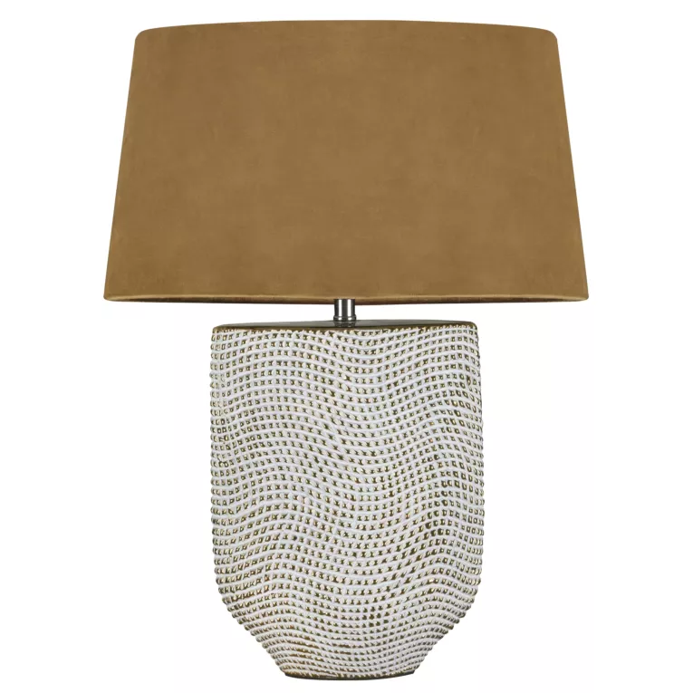 Lampa stołowa VERDA biało-złota na ceramicznej podstawie Eurofirany