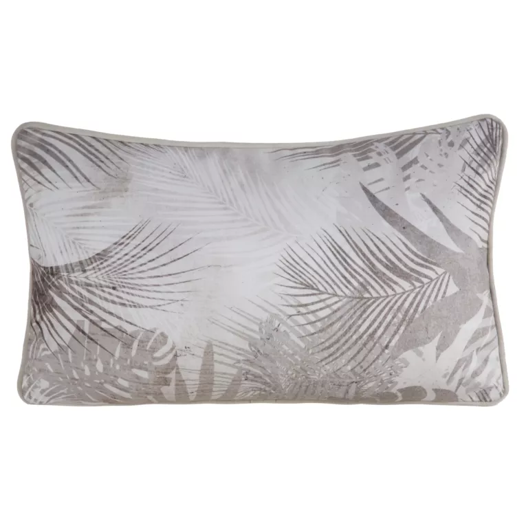 Poduszka dwustronna 45 x 30 cm welwetowa kremowo, beżowa z motywem roślinnym z wypustką na brzegach SALMA EUROFIRANY PREMIUM