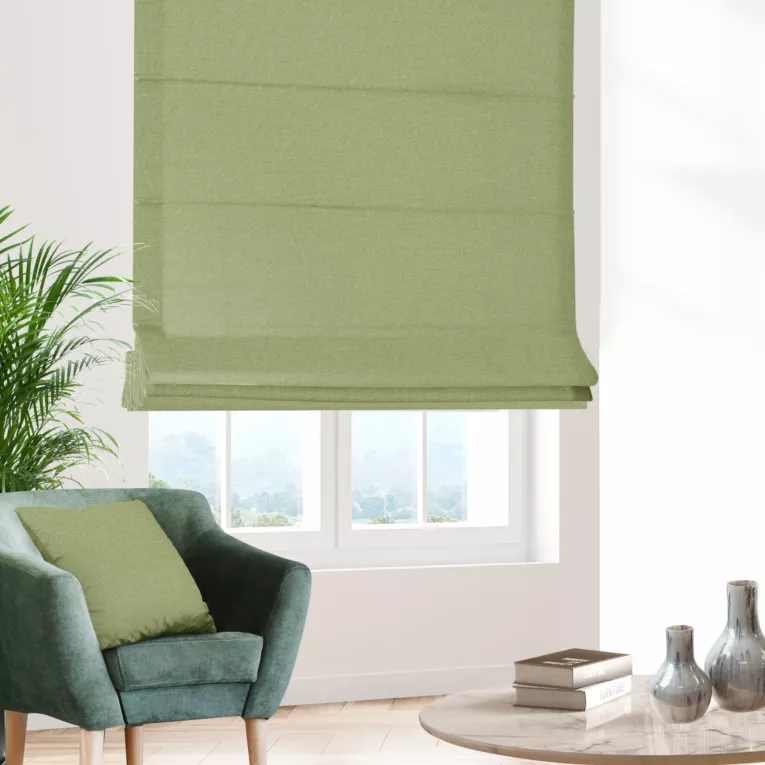 Roleta rzymska DORA - HIT jasnozielona z miękkiej tkaniny o welurowej strukturze