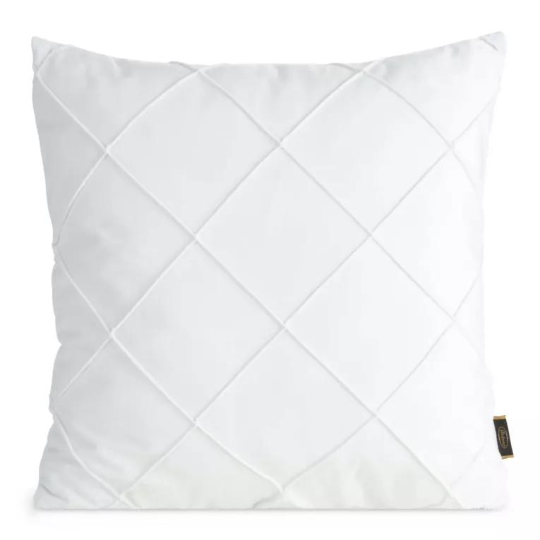Poszewka na poduszkę 45x45 cm welwetowa z ozdobnym geometrycznym przeszywanym wzorem biała NALA EUROFIRANY PREMIUM