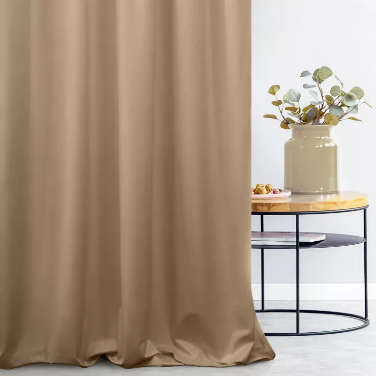 Zasłona szyta na taśmie fala beżowa z miękkiej tkaniny welwetowej