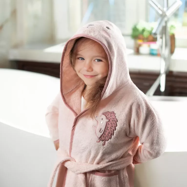 Szlafrok dziecięcy BABY z kapturem i uroczym haftem Eurofirany