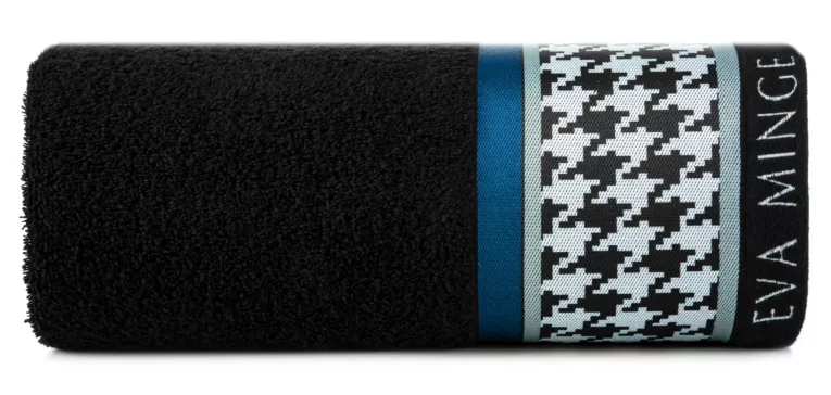 Ręcznik kąpielowy 70x140 cm bawełniany kolor czarny z designerską bordiurą 485g/m2 EVA 8 Eva Minge Eurofirany
