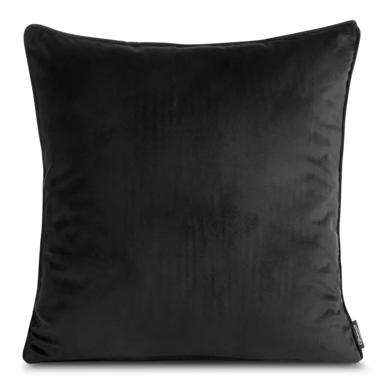 Poszewka na poduszkę 45x45 cm z miękkiego welwetu wykończona lamówką czarna MADIE Eurofirany