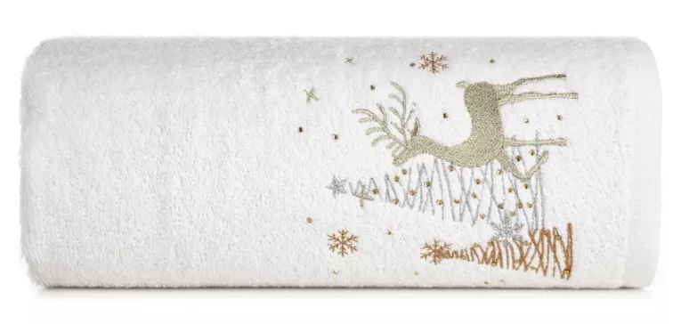 Ręcznik kąpielowy świąteczny 70x140 cm bawełniany kolor biały 450 g/m2 SANTA Eurofirany