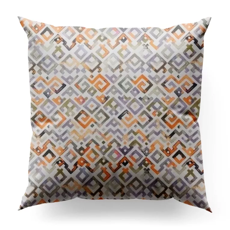 Poszewka szyta wielokolorowa z tkaniny bawełnianej o naturalnym płóciennym splocie