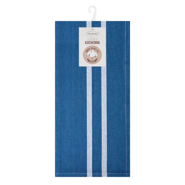 Ściereczka kuchenna 50x70 cm bawełniana kolor niebieski zdobiona pasami 200 g/m2 OLIVIA Eurofirany