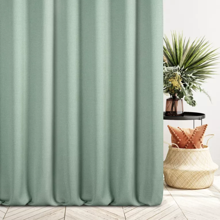 Zasłona szyta na przelotkach szałwiowa z tkaniny o naturalnym splocie z efektem melanżu