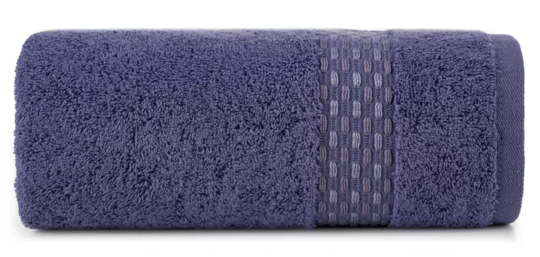Ręcznik kąpielowy 70x140 cm bawełniany kolor fioletowy z przeplataną bordiurą 500 g/m2 RIVA Eurofirany
