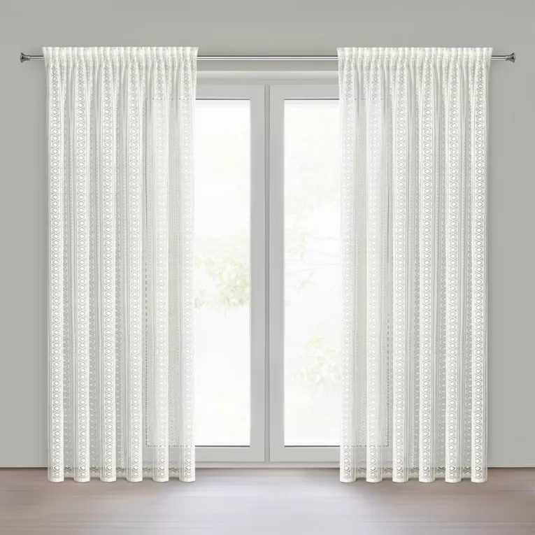 Firana biała w stylu boho 140x250 cm taśma - LILIANA Eurofirany