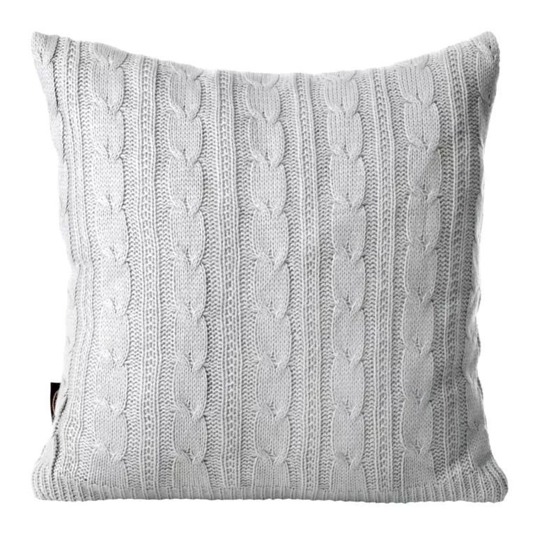 Poszewka na poduszkę 45x45 cm jedwabista z drobnym plecionym wzorem srebrna AKRYL 5 Eurofirany