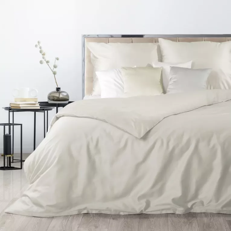 Pościel 160x200 cm komplet 3 częściowy bawełniana gładka kolor kremowy NOVA 3 Eurofirany