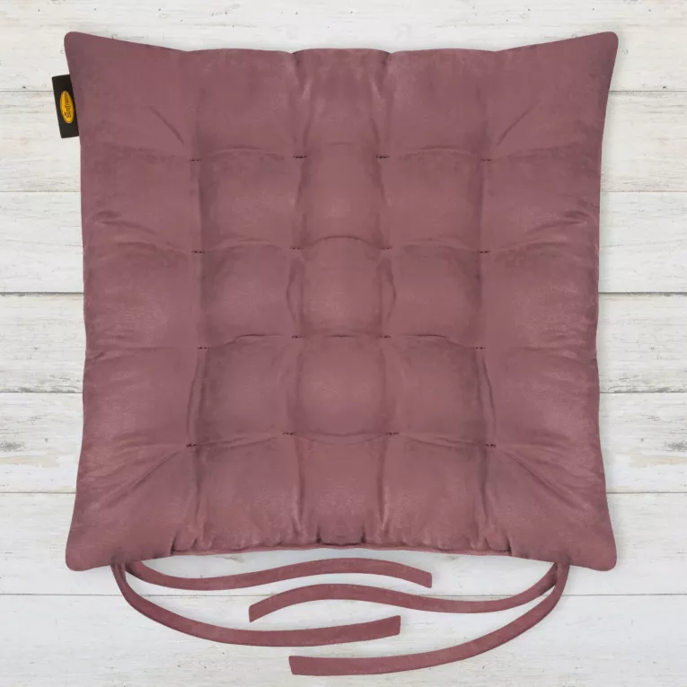 Poduszka na krzesło dwustronna 40 x 40 x 6 cm welurowa wrzosowa z szesnastoma pikowaniami ADORE Eurofirany