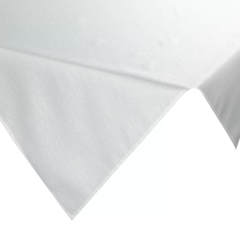 Bieżnik na stół biały 85x85 cm ALISA zdobiony złotą nicią tworzącą wzór poziomych pasków