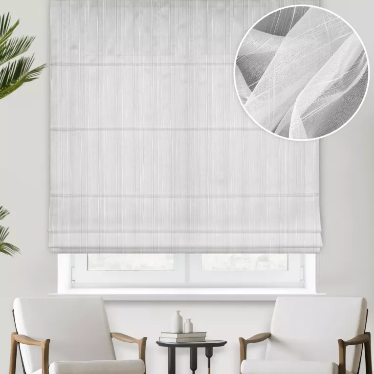 Roleta rzymska biała z matowej, delikatnej tkaniny