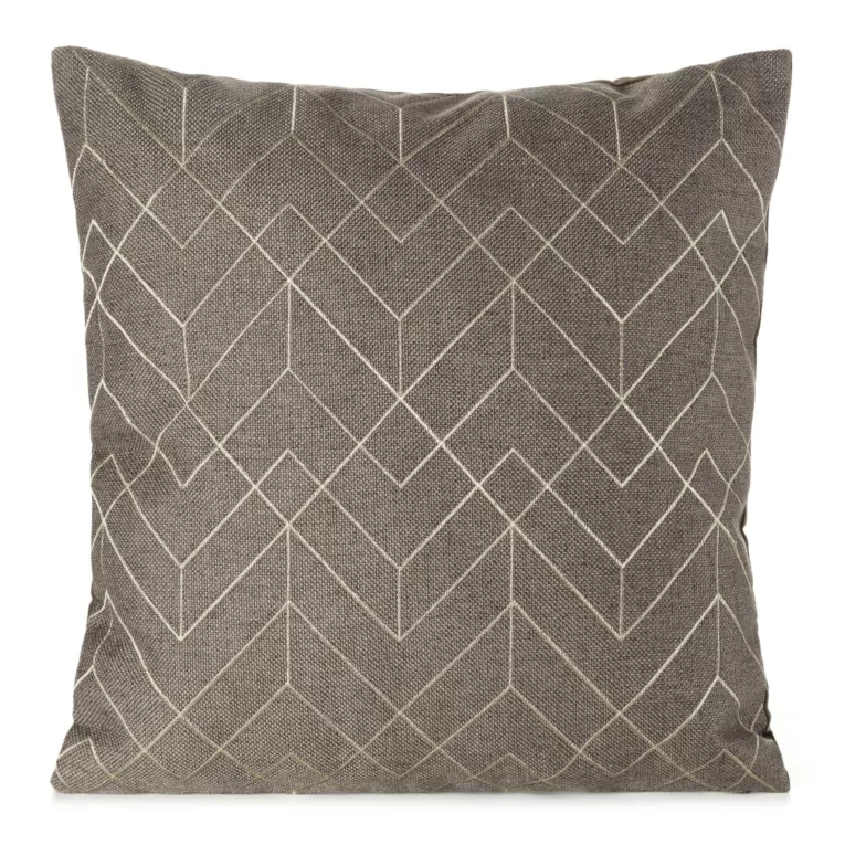 Poszewka na poduszkę 45x45 cm z geometrycznym haftem ciemnobeżowo, złota MILA Eurofirany