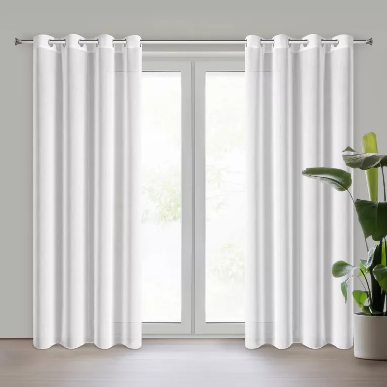 Firana biała z lekkiej i gładkiej matowej etaminy, półtransparentna 140x250 cm przelotka LANA Eurofirany