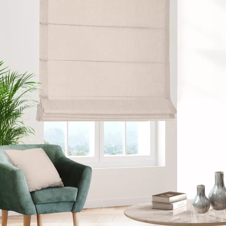 Roleta rzymska naturalna z tkaniny obiciowej z efektem melanżu