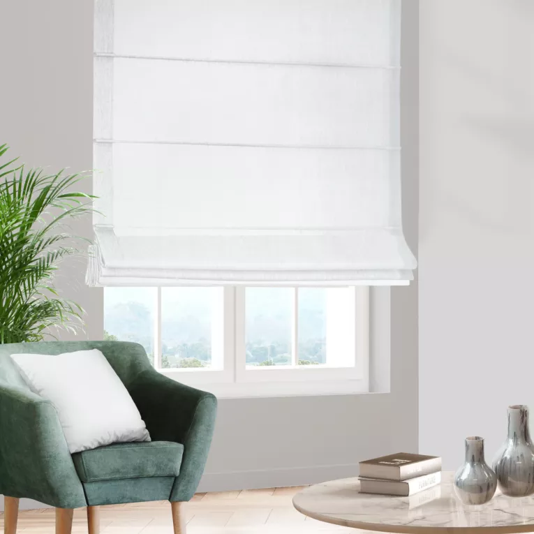 Roleta rzymska naturalna z gładkiej tkaniny typu Blackout zaciemniającej 100%