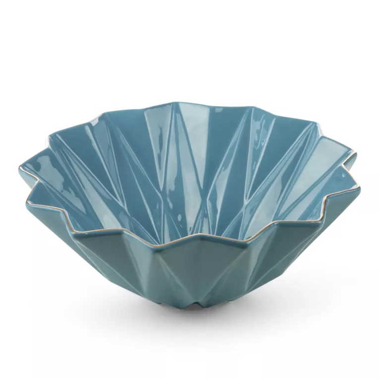 Misa dekoracyjna ALANI niebieska z geometrycznym wzorem Eurofirany