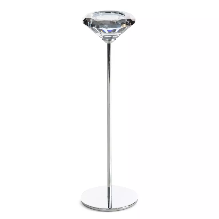 Świecznik dekoracyjny srebrno, grafitowy o szklanej diamentowej formie średnica 8x26 cm ANIKA Eurofirany