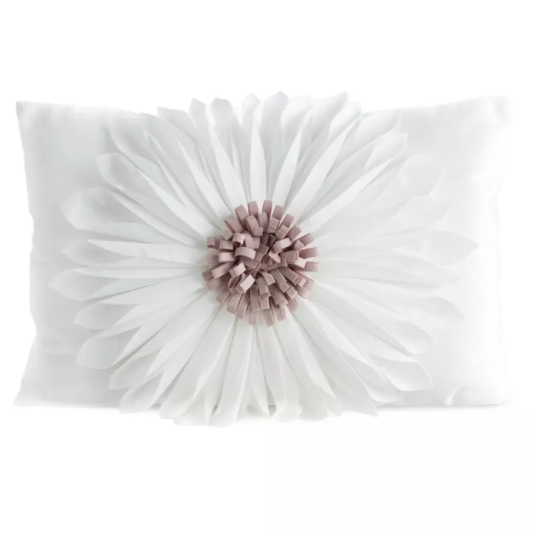 Poszewka na poduszkę 30 x 50 cm z welwetu kolor kremowy zdobiona kwiatem 3D FLORES 3 Eurofirany