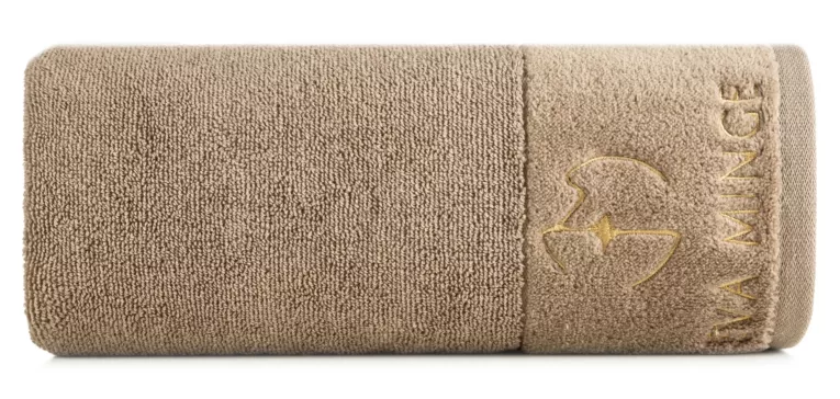 Ręcznik kąpielowy 50X90 cm bawełniany kolor beżowy z haftowanym logiem Eva Minge 550 g/m2 GAJA Eurofirany