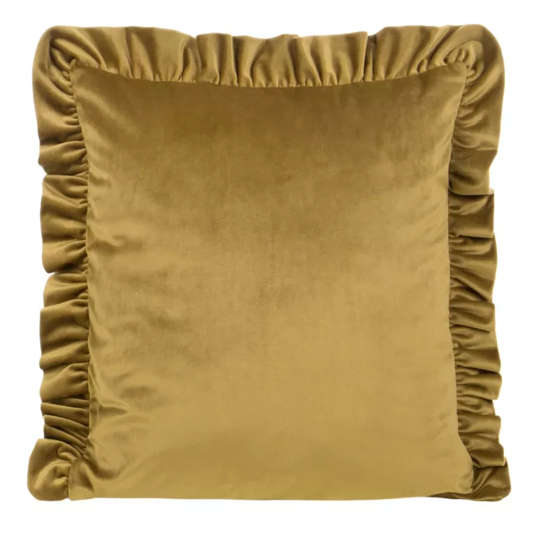 Poszewka na poduszkę 45x45 cm welwetowa zdobiona na brzegach falbanami złota VELVET 25 EUROFIRANY PREMIUM