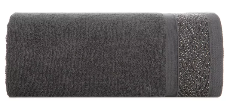 Ręcznik kąpielowy 70x140 cm bawełniany kolor grafitowy z ozdobną bordiurą 400 g/m2 MELANIE Eurofirany