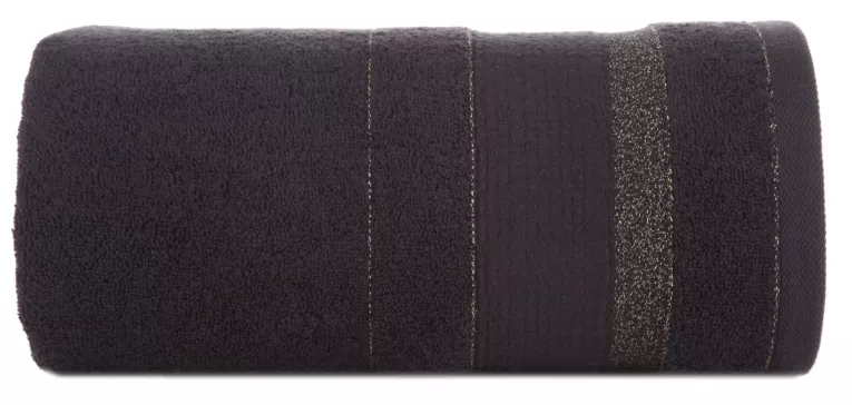Ręcznik do rąk 30x50 cm bawełniany kolor czarny w pasy przetykany błyszczącą nicią 500 g/m2 APRIL Eurofirany