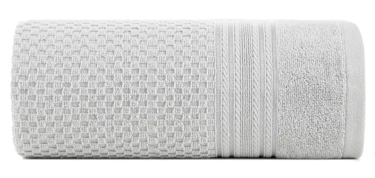 Ręcznik kąpielowy 50x90 cm bawełniany kolor srebrny zdobiony subtelnymi paseczkami 500 g/m2 DAVOS Eurofirany