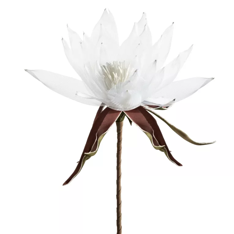 Kwiat sztuczny biały wykonany z organzy 90 cm Eurofirany