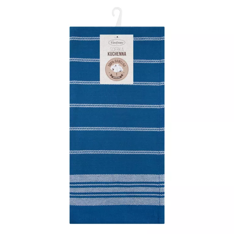 Komplet ściereczek kuchennych 2szt 50x70 cm bawełniany kolor niebieski w kratkę oraz subtelne pasy 200 g/m2 RUBI Eurofirany
