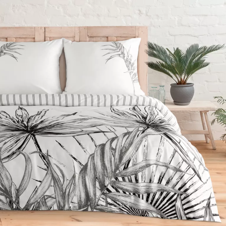 Pościel 160x200 cm bawełniana makosatyna kolor biały, czarny styl nowoczesny Eurofirany Premium