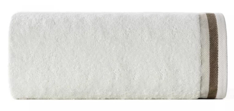 Ręcznik kąpielowy 70X140 cm bawełniany kolor kremowy z bordiurą w pasy 550 g/m2 NIKO Eurofirany
