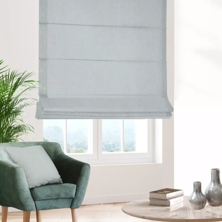 Roleta rzymska kremowo srebrna dwustronna, gładka, w stylu eko