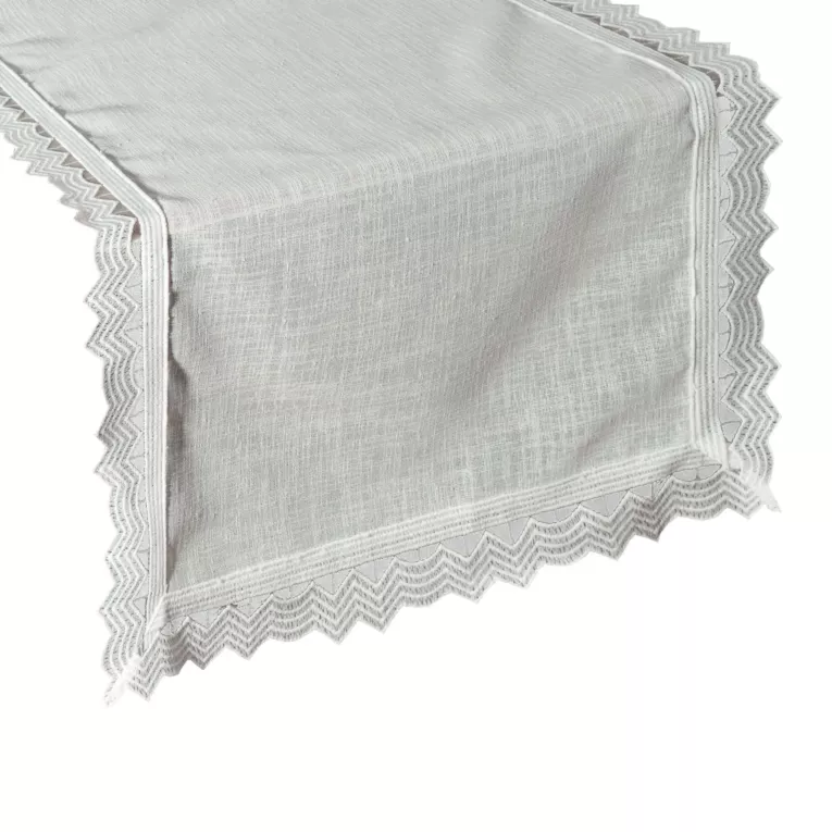 Bieżnik na stół biały 35x180 cm SILEN obszyty koronką