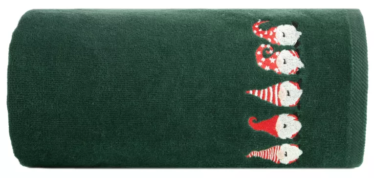 Ręcznik kąpielowy świąteczny 70x140 cm bawełniany kolor zielony,czerwony zdobiona świątecznym haftem 480 g/m2 KARMEN Eurofirany