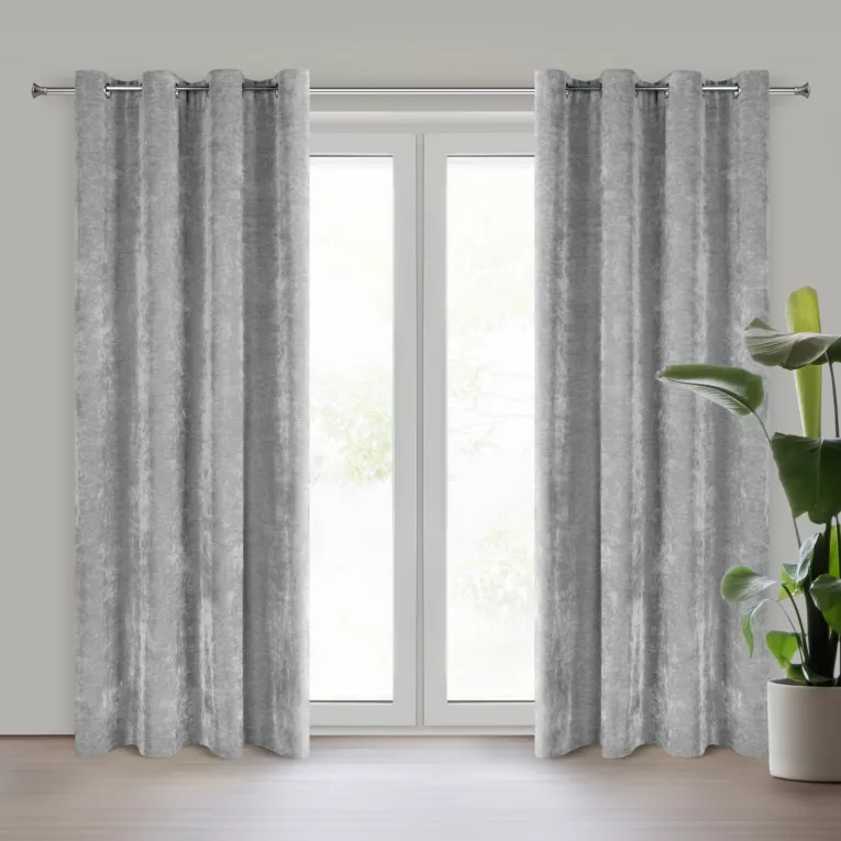 Zasłona szara z szenilowej tkaniny 140x250 cm przelotka - NILO Eurofirany