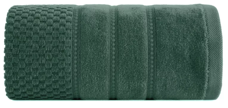 Ręcznik kąpielowy 70x140 cm bawełniany kolor zielony z ozdobną bordiurą w paseczki 500 g/m2 ADORE Eurofirany