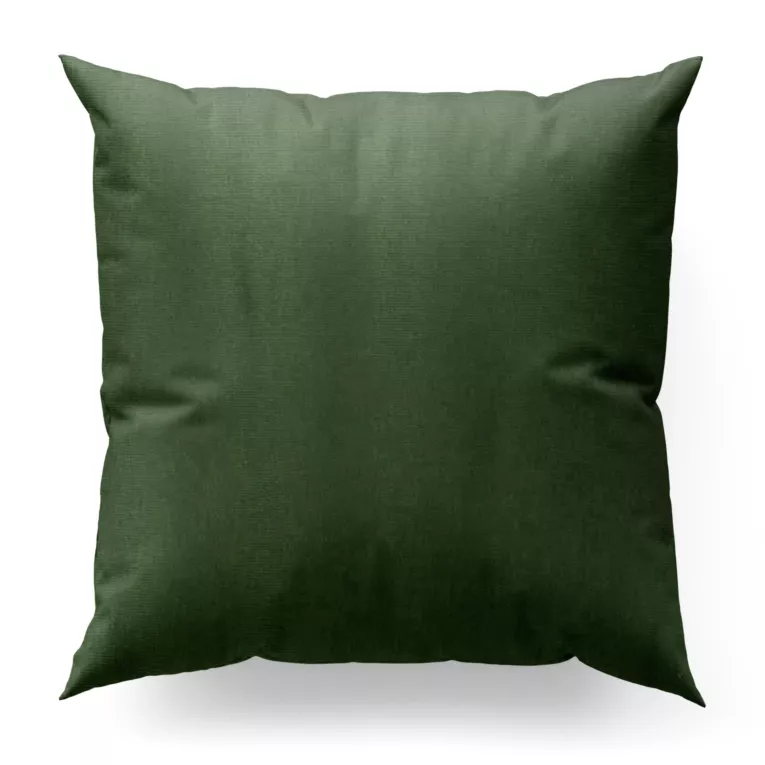 Poszewka szyta ciemnozielona z tkaniny z dodatkiem połyskującej nici, z widocznym ozdobnym splotem