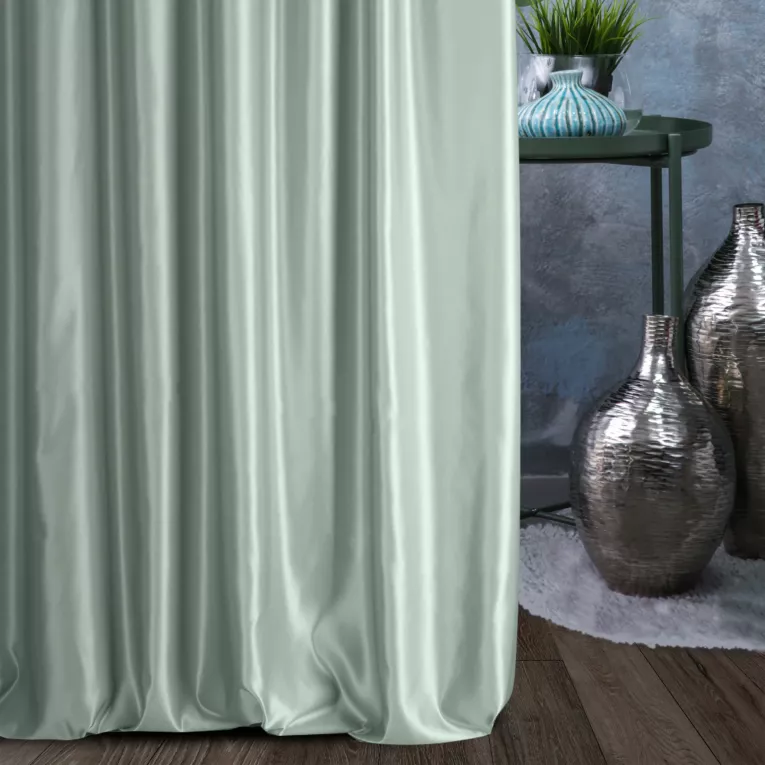 Zasłona szyta na przelotkach AMAYA miętowa z jednokolorowej gładkiej tkaniny