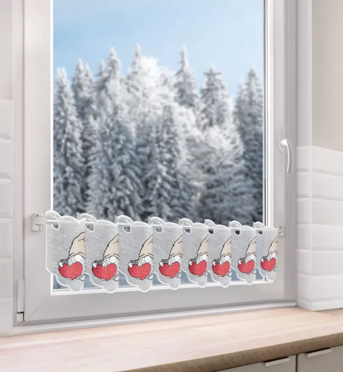 Tkanina firanowa zazdrostka z świątecznym haftem