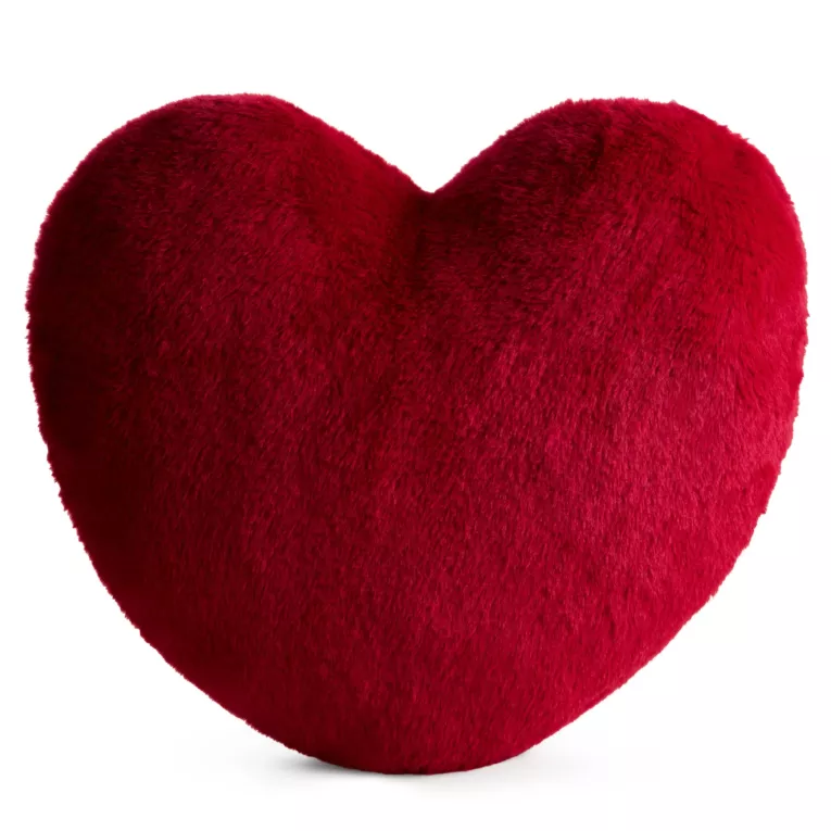 Poduszka w kształcie serca 45x45 cm z przyjemnego futerka czerwona Eurofirany
