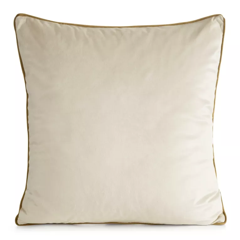 Poszewka na poduszkę 60x60 cm welwetowa o delikatnym połysku z ozdobną lamówką jasnobeżowa GAJA 2 Eurofirany
